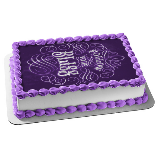 Imagen comestible para decoración de tarta con fondo morado de Follow Your Bliss ABPID10710 