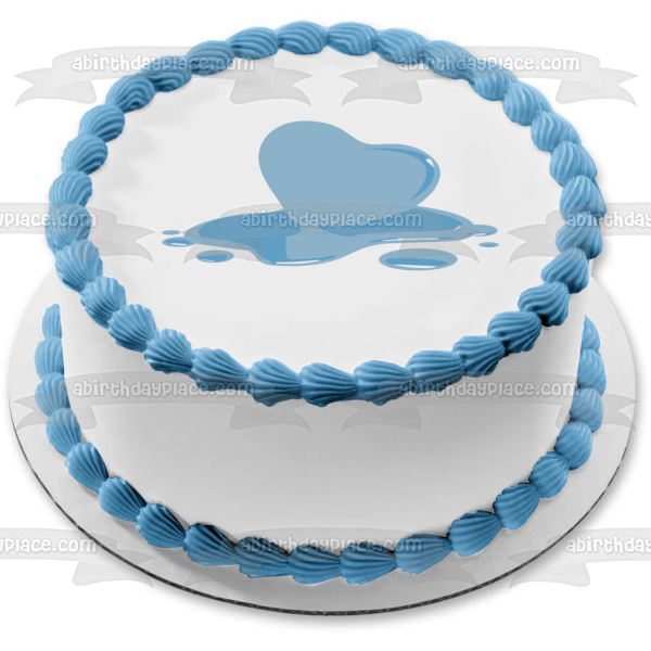 Imagen comestible para decoración de tarta con forma de corazón azul derretido ABPID10474 