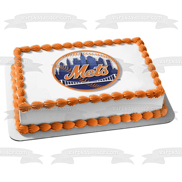 Imagen comestible para tarta con logotipo de los Mets de Nueva York MLB ABPID10756