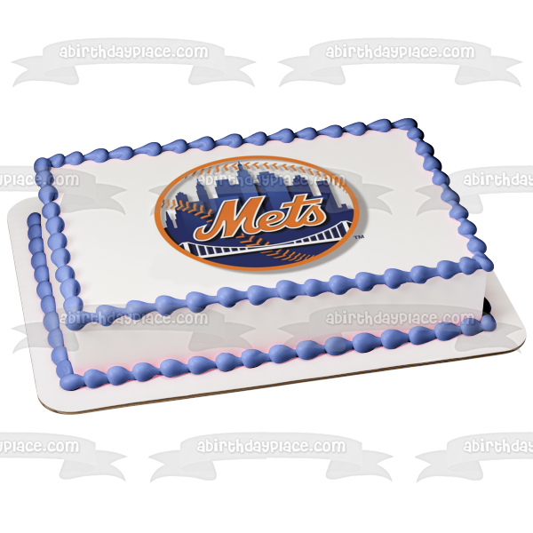 Imagen comestible para tarta con logotipo de los Mets de Nueva York MLB ABPID10756