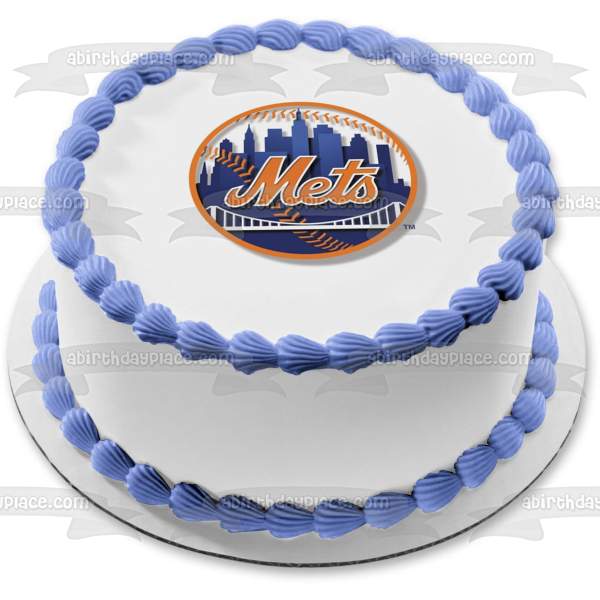 Imagen comestible para tarta con logotipo de los Mets de Nueva York MLB ABPID10756