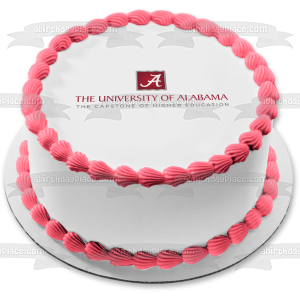 Logotipo de la Universidad de Alabama, la piedra angular de la educación superior, decoración comestible para tarta, imagen ABPID10779 