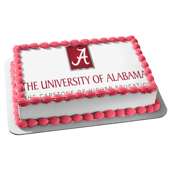 Logotipo de la Universidad de Alabama, la piedra angular de la educación superior, decoración comestible para tarta, imagen ABPID10779 