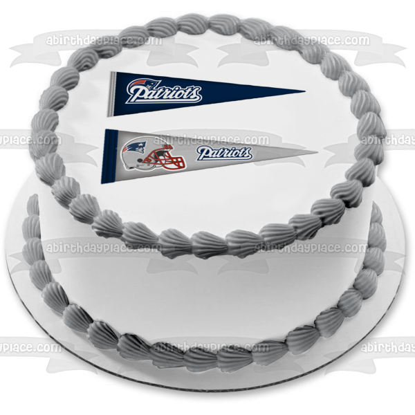 Imagen de decoración comestible para tarta con el logotipo de los banderines de los New England Patriots de la NFL ABPID10954 