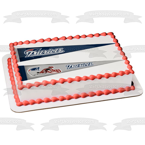 Imagen de decoración comestible para tarta con el logotipo de los banderines de los New England Patriots de la NFL ABPID10954 