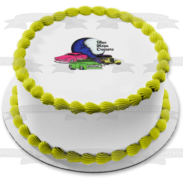 Blue Moon Cruisers Antique Cars Blue Moon Pink Green Purple Cars Edible Cake Topper Image ABPID11253