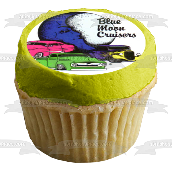 Blue Moon Cruisers Antique Cars Blue Moon Pink Green Purple Cars Edible Cake Topper Image ABPID11253