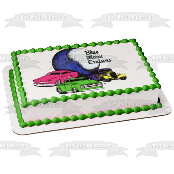 Blue Moon Cruisers Antique Cars Blue Moon Pink Green Purple Cars Edible Cake Topper Image ABPID11253