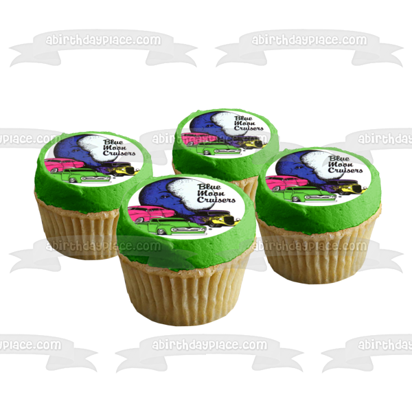 Blue Moon Cruisers Antique Cars Blue Moon Pink Green Purple Cars Edible Cake Topper Image ABPID11253