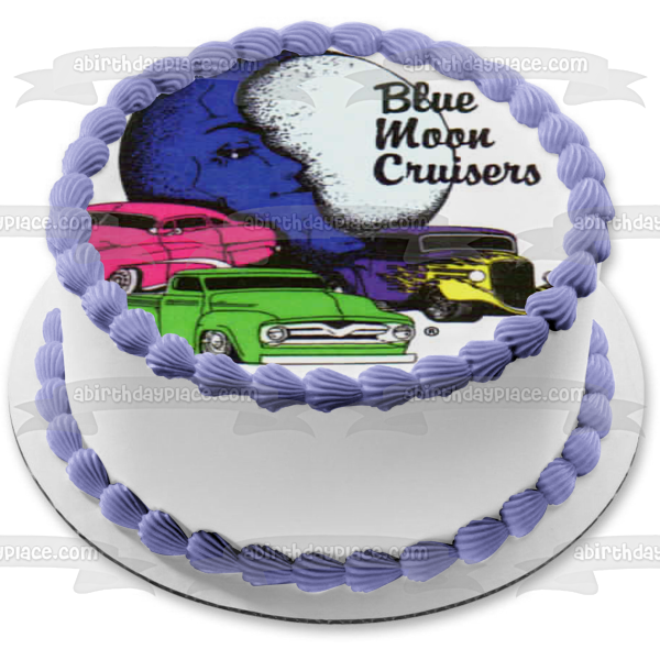 Blue Moon Cruisers Antique Cars Blue Moon Pink Green Purple Cars Edible Cake Topper Image ABPID11253