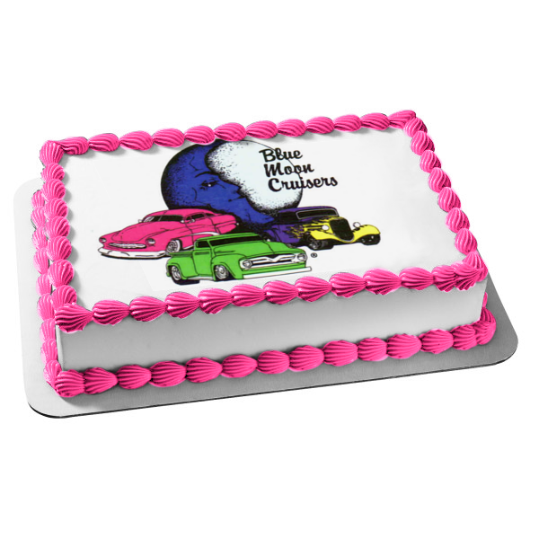 Blue Moon Cruisers Antique Cars Blue Moon Pink Green Purple Cars Edible Cake Topper Image ABPID11253