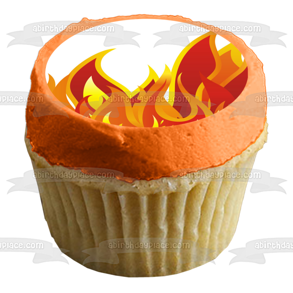 Imagen comestible para decoración de tarta con fondo de llamas de fuego ABPID11258 