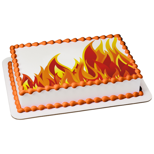 Imagen comestible para decoración de tarta con fondo de llamas de fuego ABPID11258 