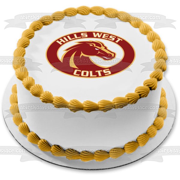 Imagen comestible para tarta con logotipo de Hills West Colts High School ABPID11110 