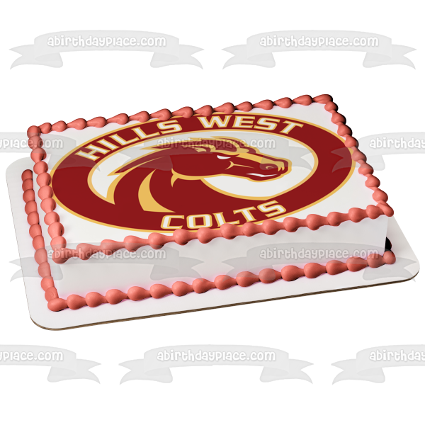 Imagen comestible para tarta con logotipo de Hills West Colts High School ABPID11110 