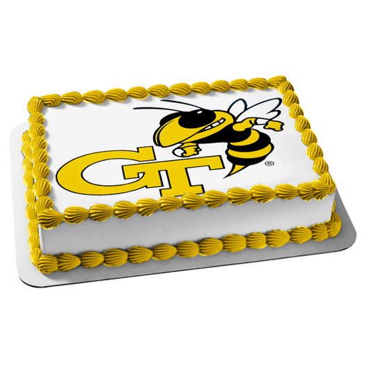 Cool Georgia Tech Logo Bumblebee Edible Cake Topper Image ABPID11286