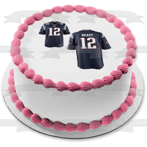 New England Patriots Tom Brady Jersey Front and Back NFL Edible Cake Topper Image ABPID11119