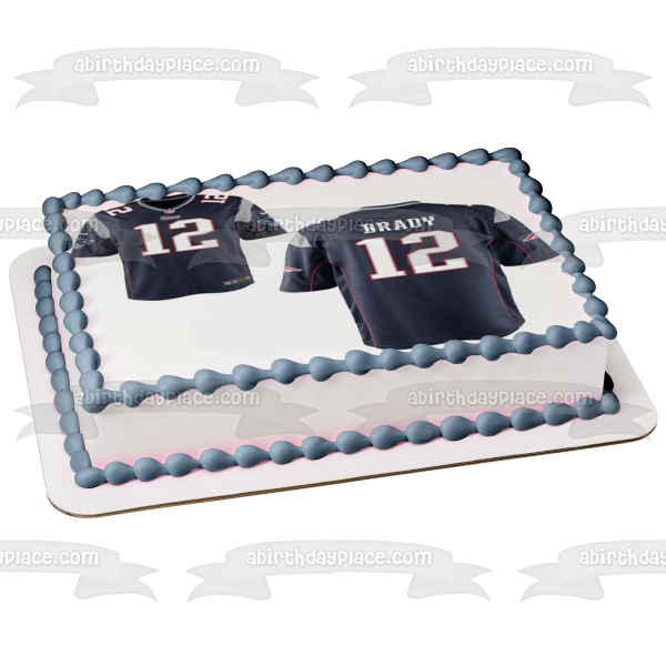 New England Patriots Tom Brady Jersey Front and Back NFL Edible Cake Topper Image ABPID11119