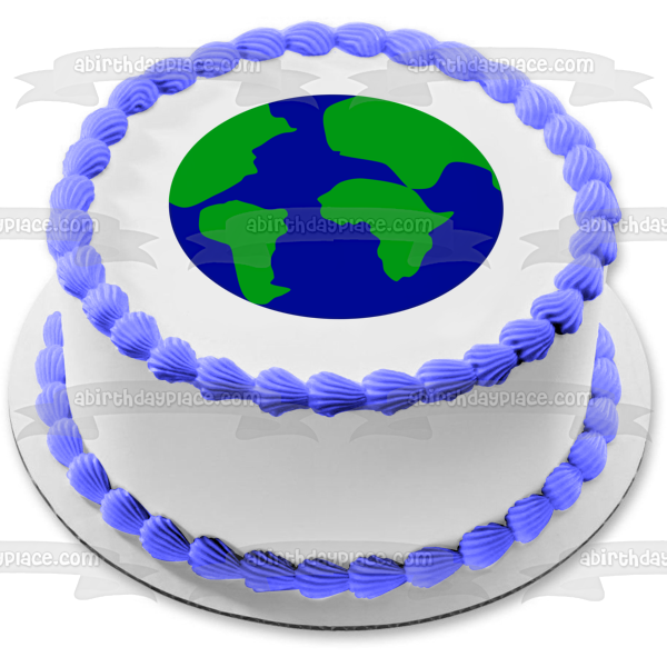 Imagen comestible para tarta con diseño de globo terráqueo, tierra de agua, ABPID11314 