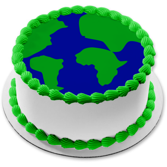 Imagen comestible para tarta con diseño de globo terráqueo, tierra de agua, ABPID11314 