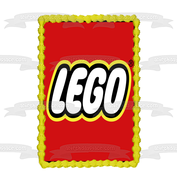 Imagen comestible para decoración de tarta con logotipo de LEGO, fondo rojo, ABPID11315 