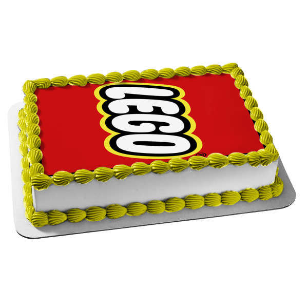 Imagen comestible para decoración de tarta con logotipo de LEGO, fondo rojo, ABPID11315 