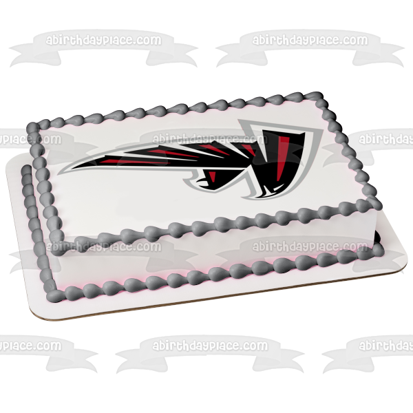 Atlanta Falcons Logo NFL Pink and White Black Background Edible