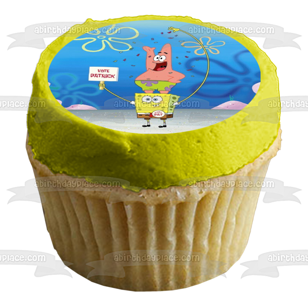 SpongeBob SquarePants Patrick Bikini Bottom Vote Patrick Sign Edible Cake Topper Image ABPID11681