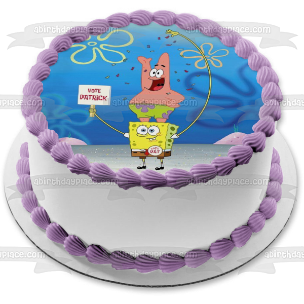 SpongeBob SquarePants Patrick Bikini Bottom Vote Patrick Sign Edible Cake Topper Image ABPID11681