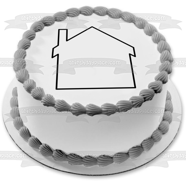 House with Chimney Silhouette Edible Cake Topper Image ABPID11685