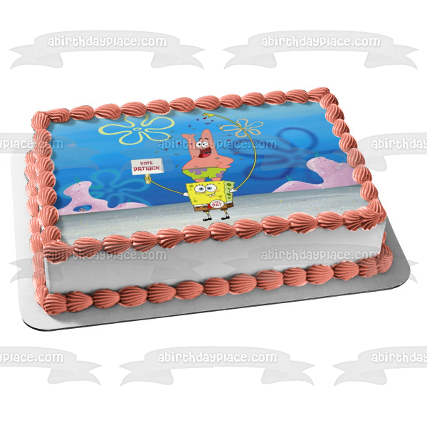 SpongeBob SquarePants Patrick Bikini Bottom Vote Patrick Sign Edible Cake Topper Image ABPID11681