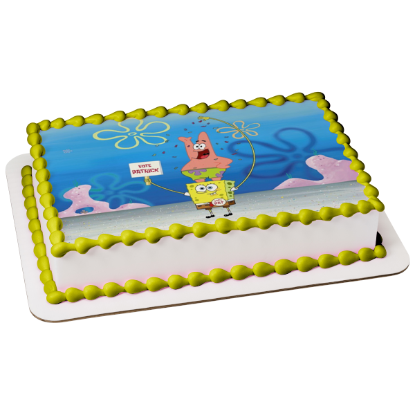 SpongeBob SquarePants Patrick Bikini Bottom Vote Patrick Sign Edible Cake Topper Image ABPID11681