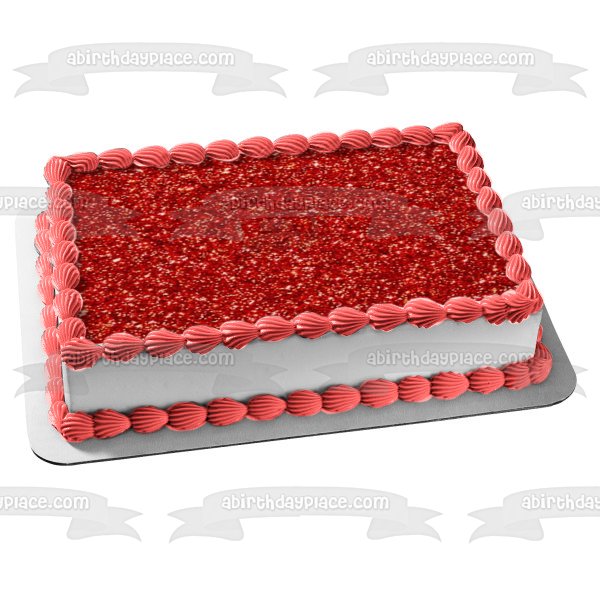 Red Sparkly Pattern Background Edible Cake Topper Image ABPID11687