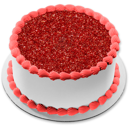 Red Sparkly Pattern Background Edible Cake Topper Image ABPID11687