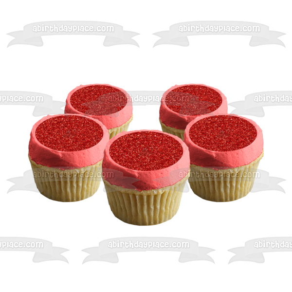 Red Sparkly Pattern Background Edible Cake Topper Image ABPID11687