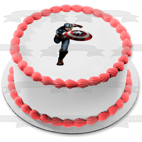 Marvel Captain America Holding Sheild Edible Cake Topper Image ABPID11690