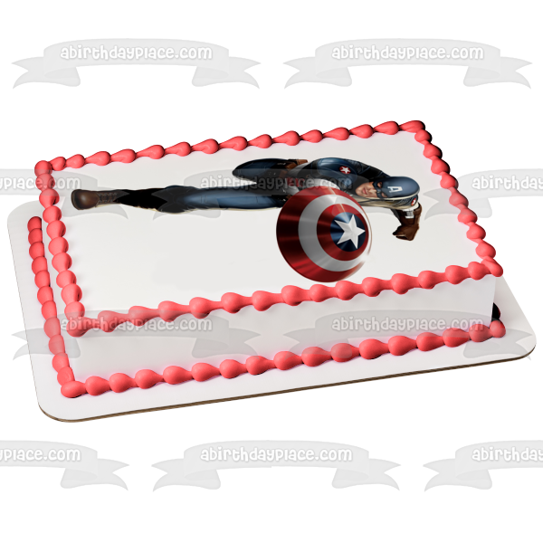 Marvel Captain America Holding Sheild Edible Cake Topper Image ABPID11690