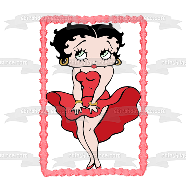 Betty Boop Holding Dress Down Edible Cake Topper Image ABPID11695