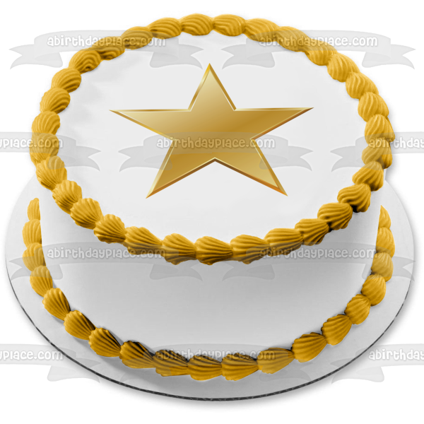 Imagen comestible para decoración de tarta con estrella dorada ABPID11702 