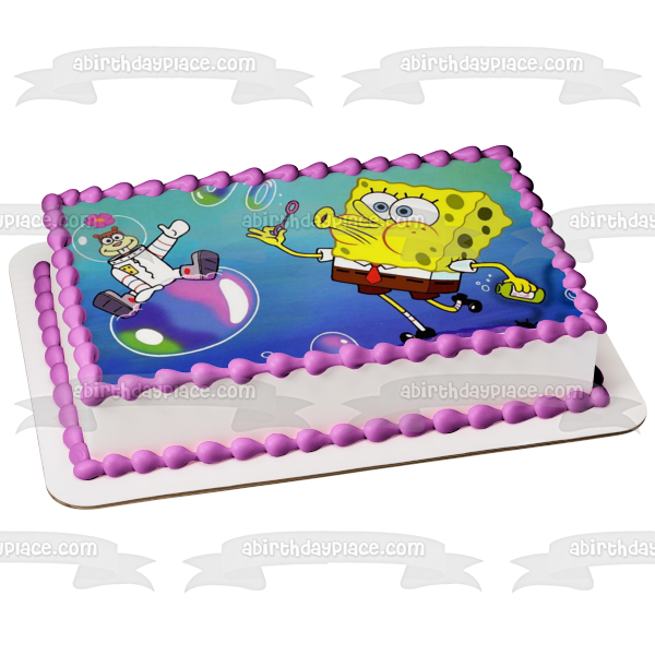 SpongeBob SquarePants Sandy Blowing Bubbles Edible Cake Topper Image ABPID11673