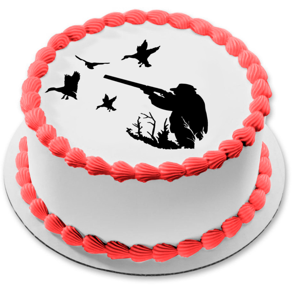 Duck Hunter Silhouette Shooting at Ducks Edible Cake Topper Image ABPI – A  Birthday Place