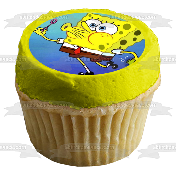 SpongeBob SquarePants Blowing Bubbles Edible Cake Topper Image ABPID11674