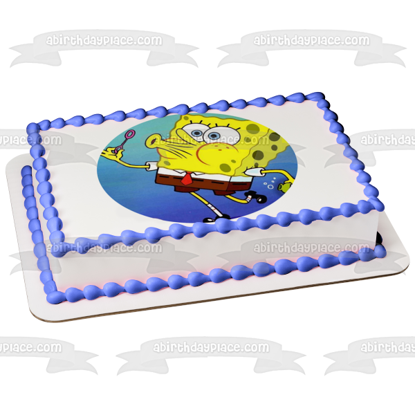 SpongeBob SquarePants Blowing Bubbles Edible Cake Topper Image ABPID11674