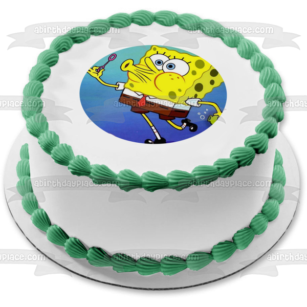 SpongeBob SquarePants Blowing Bubbles Edible Cake Topper Image ABPID11674