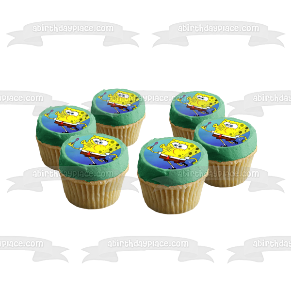 SpongeBob SquarePants Blowing Bubbles Edible Cake Topper Image ABPID11674