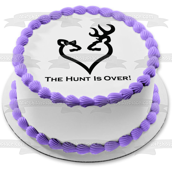 Doe and Buck Heart Silhouette Edible Cake Topper Image ABPID11704