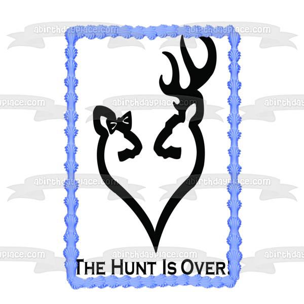 Doe and Buck Heart Silhouette Edible Cake Topper Image ABPID11704