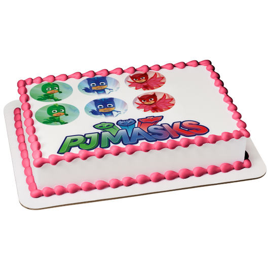 Pj Masks Logo Cat Boy Gekko Owlette Edible Cake Topper Image ABPID11406