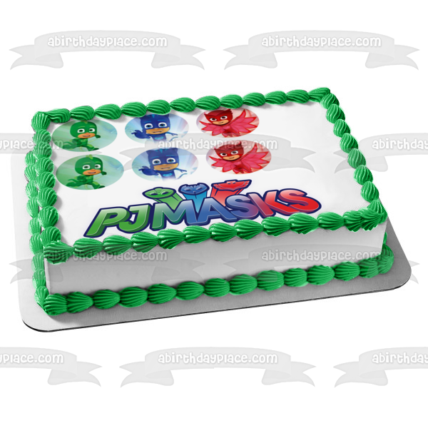 Pj Masks Logo Cat Boy Gekko Owlette Edible Cake Topper Image ABPID11406