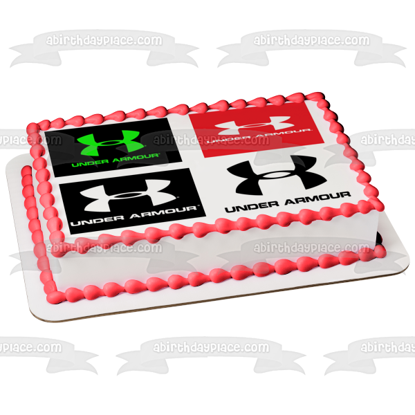 Under Armour Logos Green and Black Red and White White and Black Black and White Edible Cake Topper Image ABPID11412